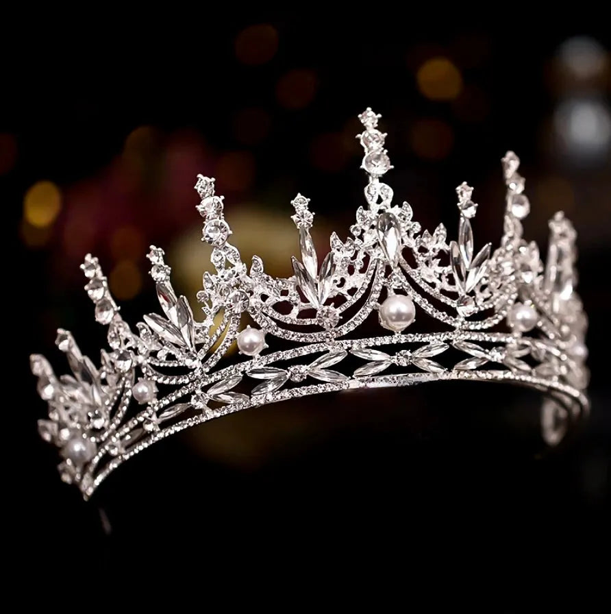 Wedding Hair Accessories -  Pearl and Crystal Bridal Tiara - Available in Silver and Gold