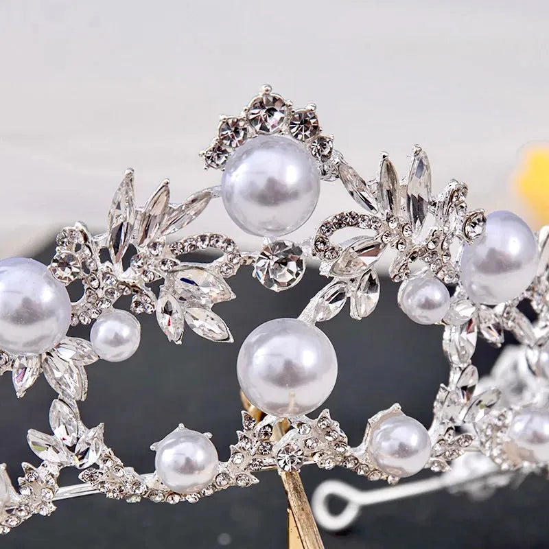 Wedding Hair Accessories - Silver Pearl and Crystal Bridal Tiara