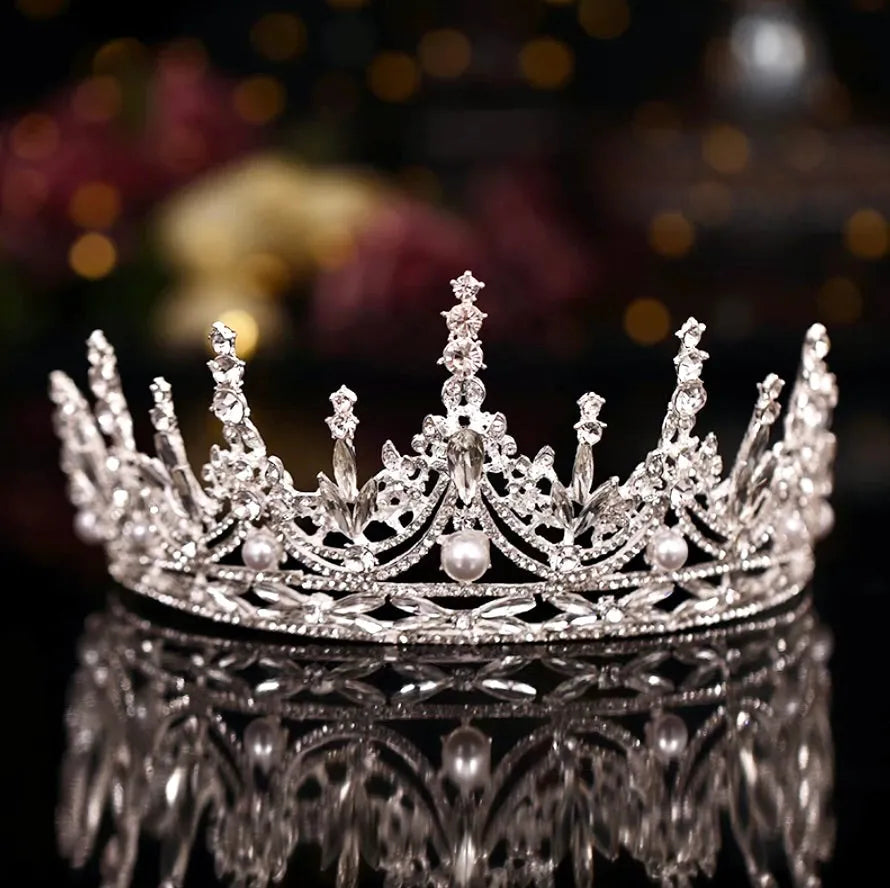 Wedding Hair Accessories -  Pearl and Crystal Bridal Tiara - Available in Silver and Gold