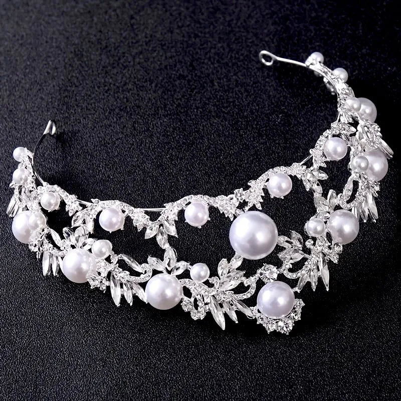 Wedding Hair Accessories - Silver Pearl and Crystal Bridal Tiara