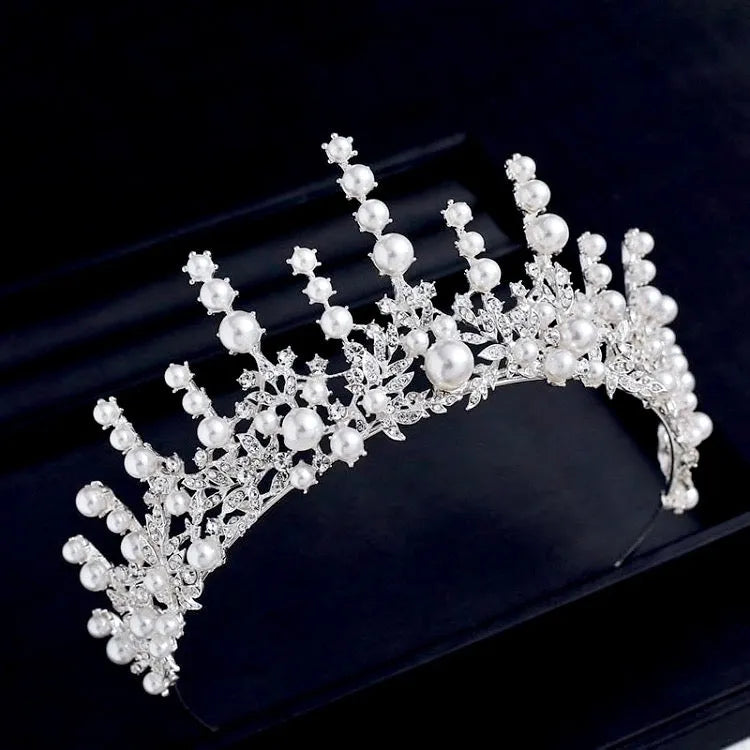 Wedding Hair Accessories - Silver Pearl and Cubic Zirconia Bridal Tiara