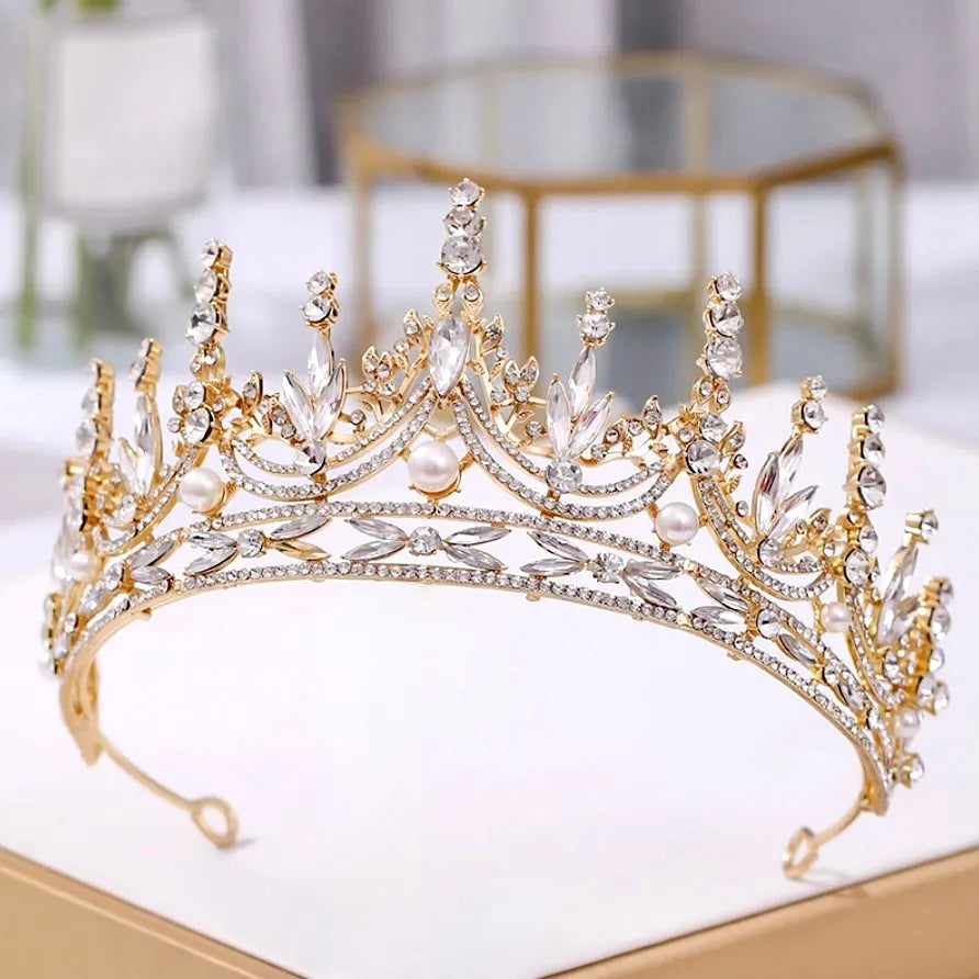 Wedding Hair Accessories -  Pearl and Crystal Bridal Tiara - Available in Silver and Gold