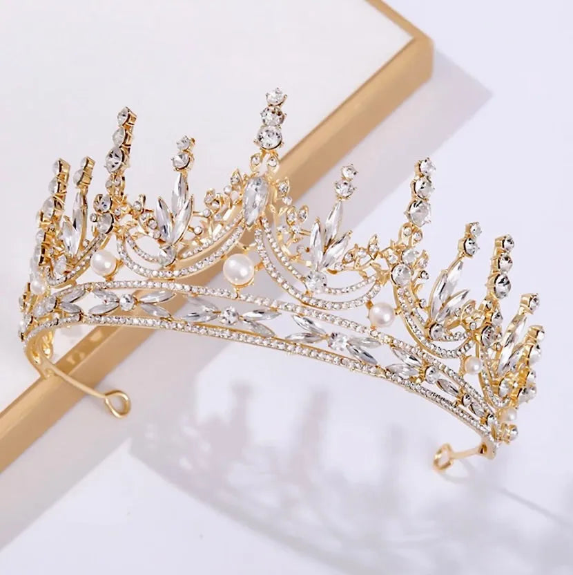 Wedding Hair Accessories -  Pearl and Crystal Bridal Tiara - Available in Silver and Gold