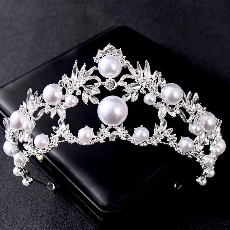 Wedding Hair Accessories - Silver Pearl and Crystal Bridal Tiara