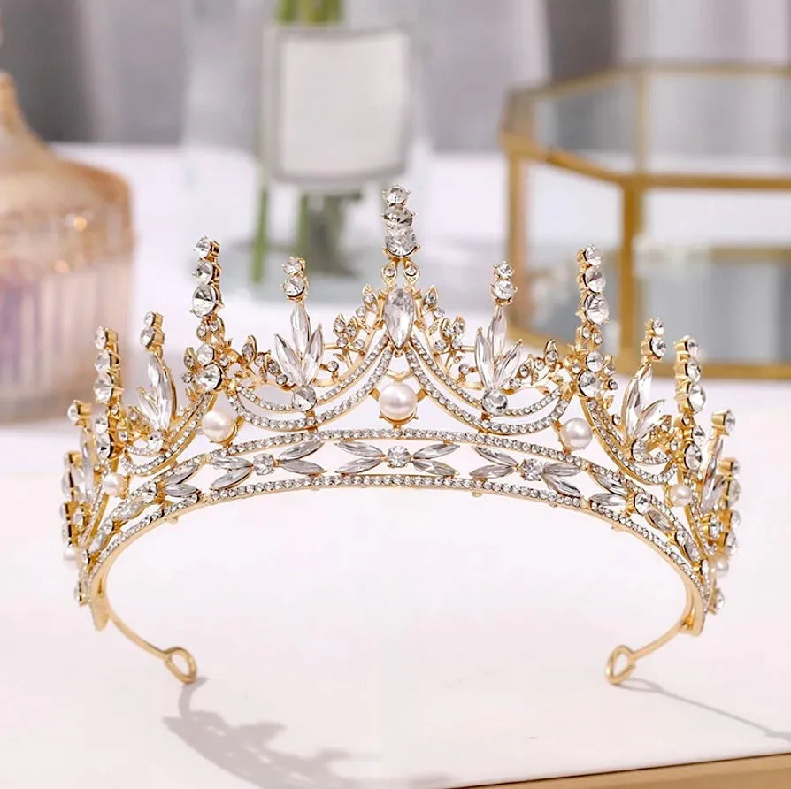 Wedding Hair Accessories -  Pearl and Crystal Bridal Tiara - Available in Silver and Gold