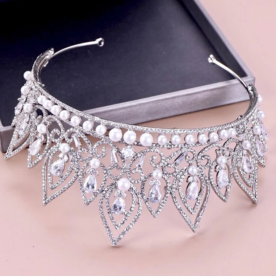 Wedding Hair Accessories - Pearl Bridal Tiara - Available in Silver and Gold