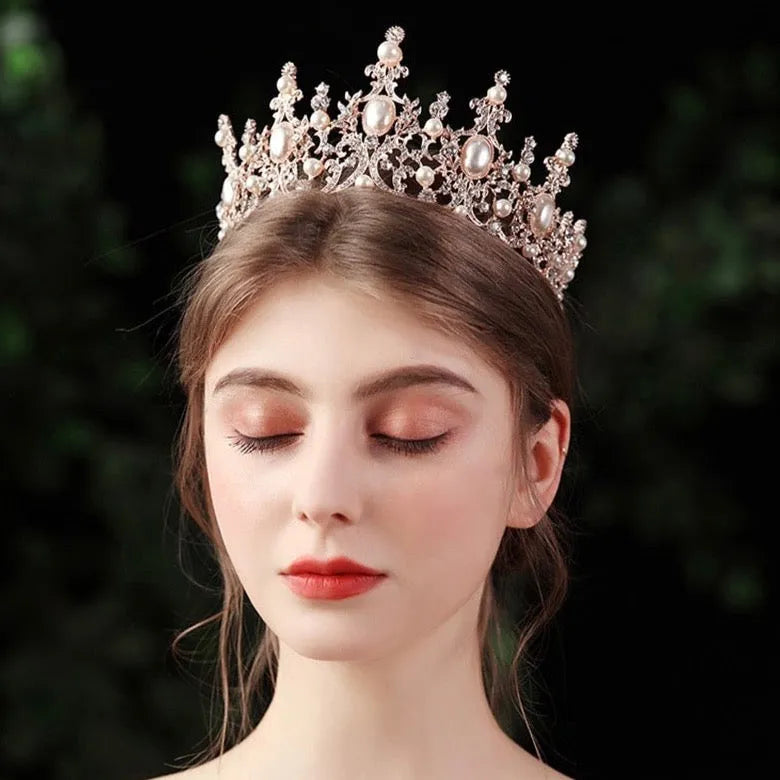 Wedding Hair Accessories - French Glamour Pearl Bridal Tiara - Available in Silver and Rose Gold