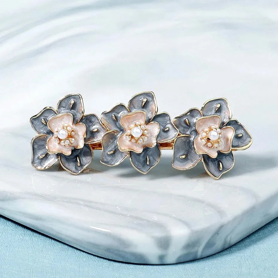 Wedding Hair Accessories - Pearl Enameled Hair Clip / Barrette 