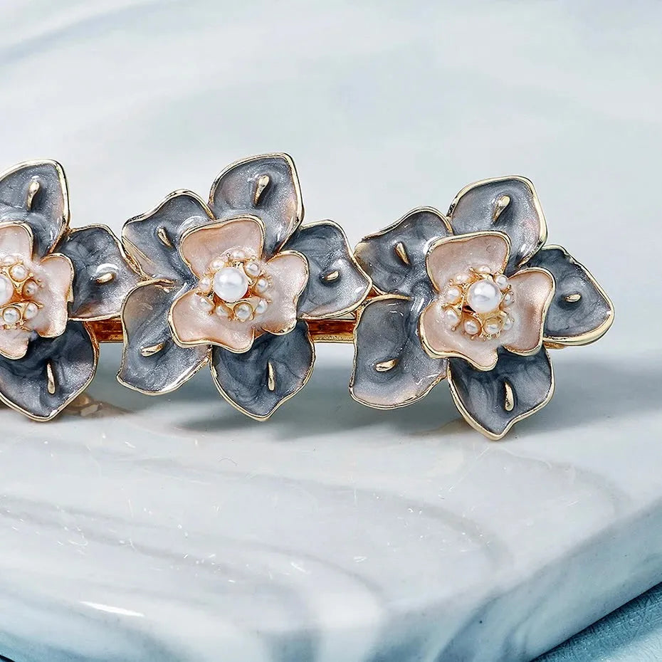 Wedding Hair Accessories - Pearl Enameled Hair Clip / Barrette 