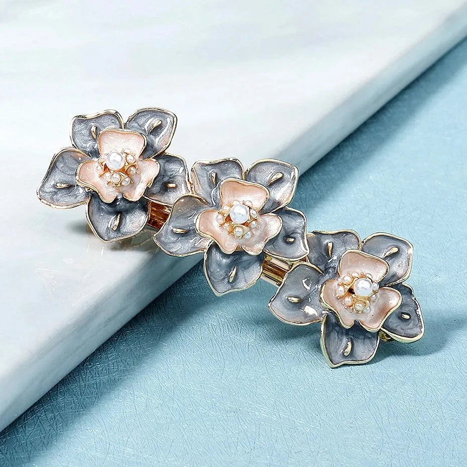 Wedding Hair Accessories - Pearl Enameled Hair Clip / Barrette 