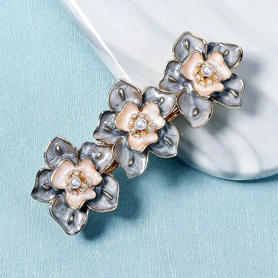 Wedding Hair Accessories - Pearl Enameled Hair Clip / Barrette 