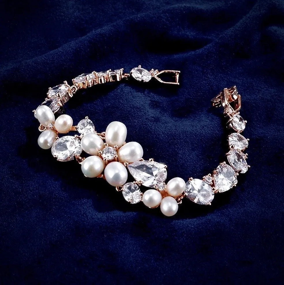 Pearl Wedding Jewelry - Freshwater Pearl and Cubic Zirconia Bridal Jewelry Set