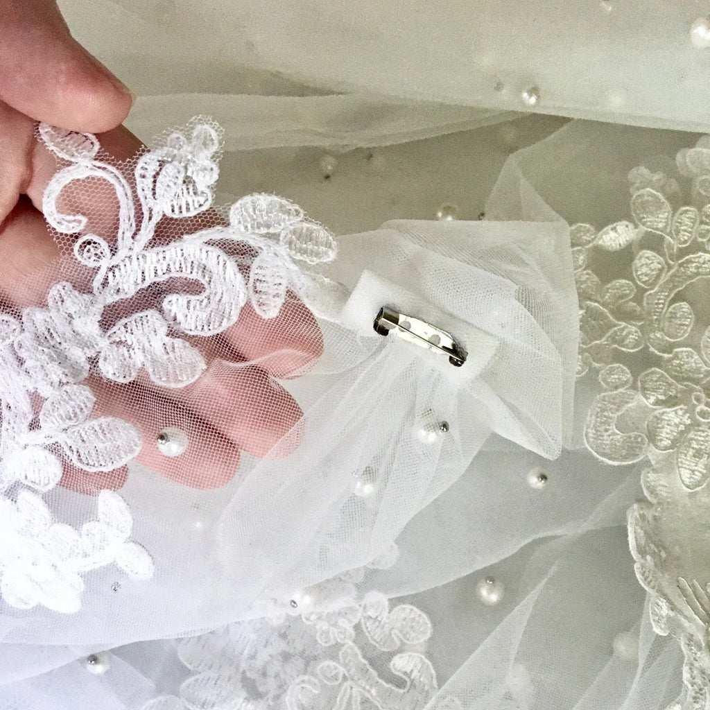 Wedding Veils - Bridal Pearl Cape Veil - Cathedral Length