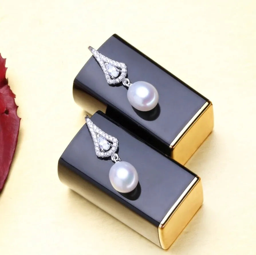 Wedding Pearl Jewelry - Freshwater Pearl Sterling Silver Bridal Earrings