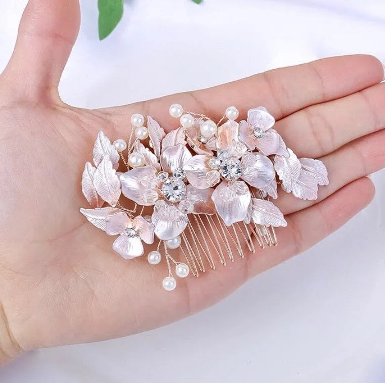 Wedding Hair Accessories - Pearl and Crystal Bridal Hair Comb - Available in Silver, Rose Gold and Yellow Gold