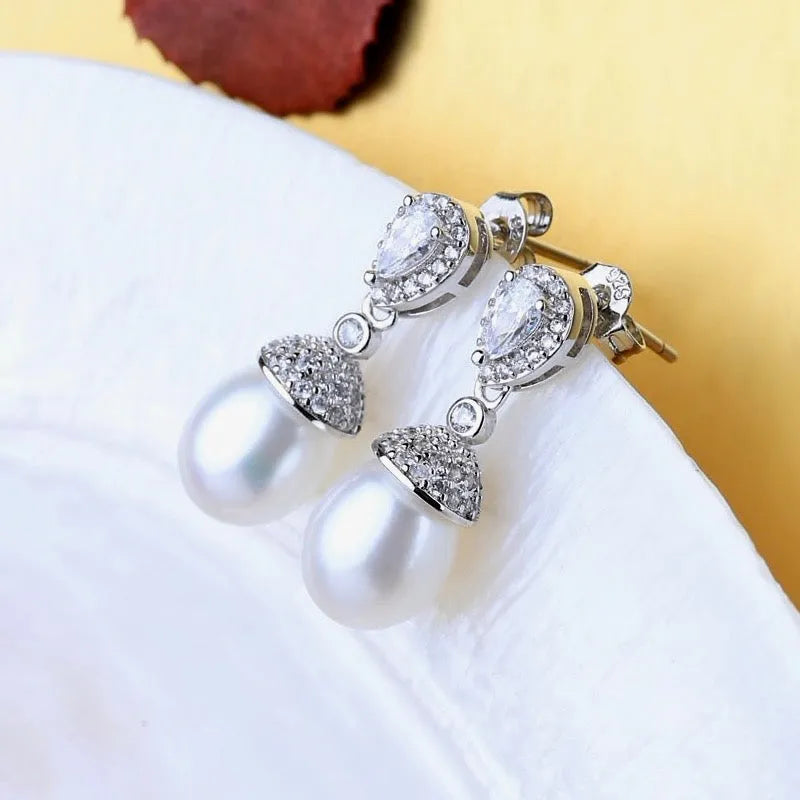 Wedding Pearl Jewelry - Sterling Silver and Natural Pearl Bridal Jewelry Set