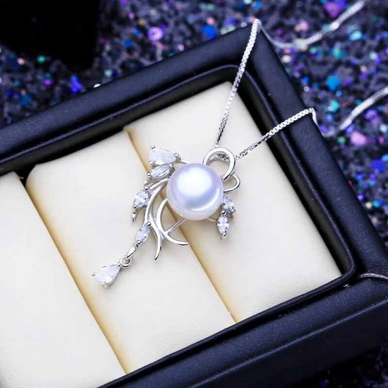 Pearl Wedding Jewelry - Freshwater Pearl and Sterling Silver Bridal Necklace