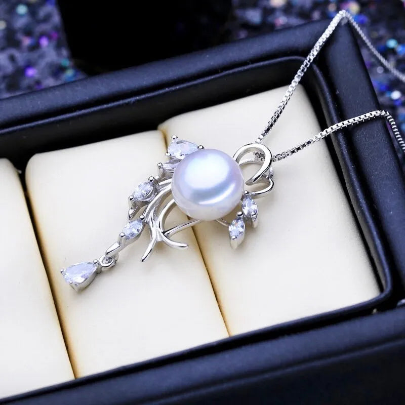 Pearl Wedding Jewelry - Freshwater Pearl and Sterling Silver Bridal Necklace