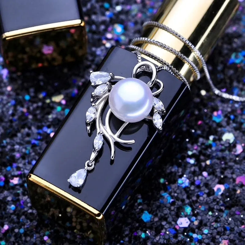 Pearl Wedding Jewelry - Freshwater Pearl and Sterling Silver Bridal Necklace