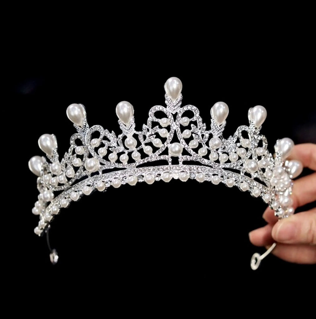 Wedding Hair Accessories - Pearl Bridal Tiara - Available in Silver and Gold