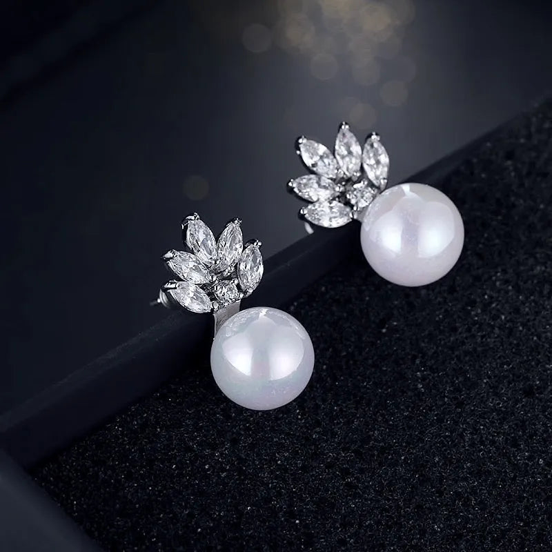 Wedding Pearl Jewelry - Pearl and Cubic Zirconia Jewelry Set