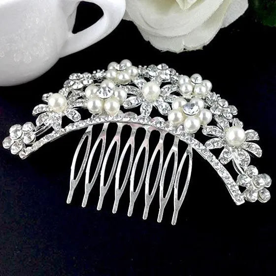 Wedding Hair Accessories - Pearl and Crystal Bridal Hair Comb