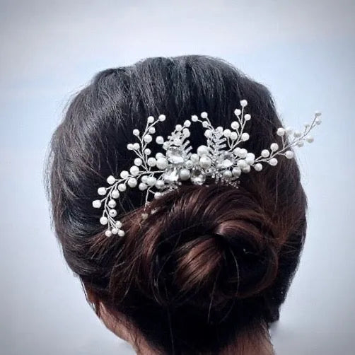 Wedding Hair Accessories - Winter Pearl and Crystal Bridal Hair Comb