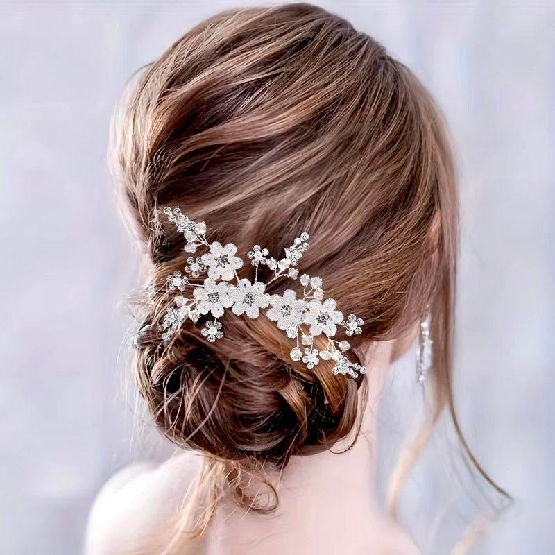 Wedding Hair Accessories - Silver Pearl and Crystal Bridal Hair Comb
