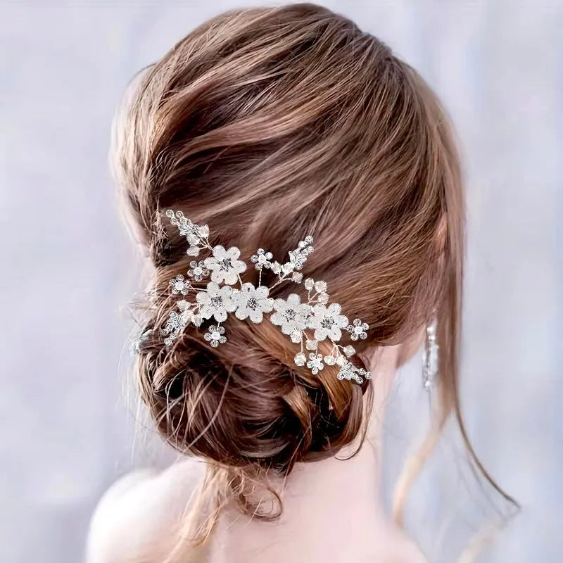 Wedding Hair Accessories - Silver Pearl and Crystal Bridal Hair Comb