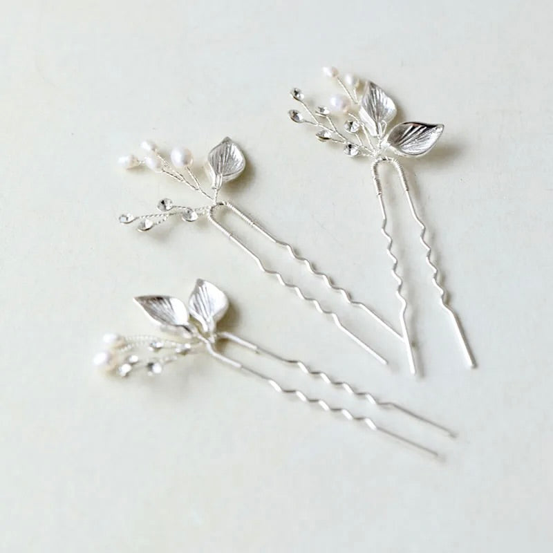 Wedding Hair Accessories - Pearl Bridal Hair Pins Set of Three - available in Gold and Silver