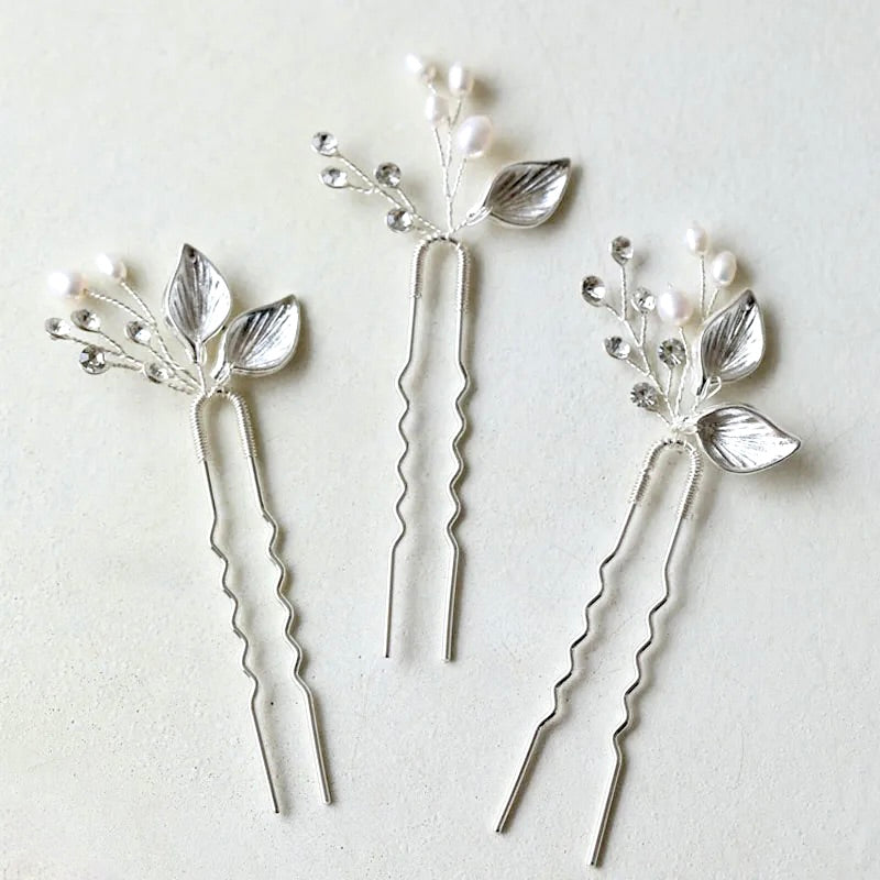 Wedding Hair Accessories - Pearl Bridal Hair Pins Set of Three - available in Gold and Silver