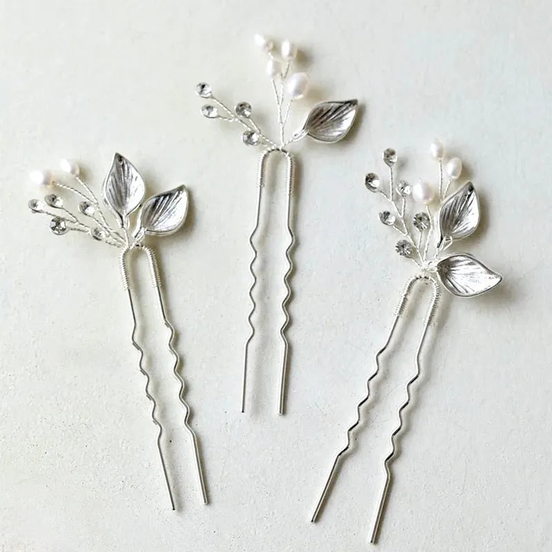 Wedding Hair Accessories - Pearl Bridal Hair Pins Set of Three - available in Gold and Silver
