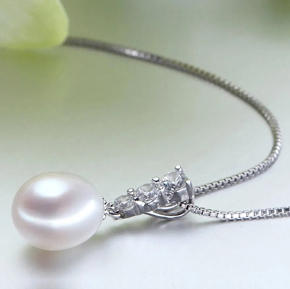 Pearl Wedding Jewelry - Sterling Silver Pearl and Cubic Zirconia Bridal Jewelry Set