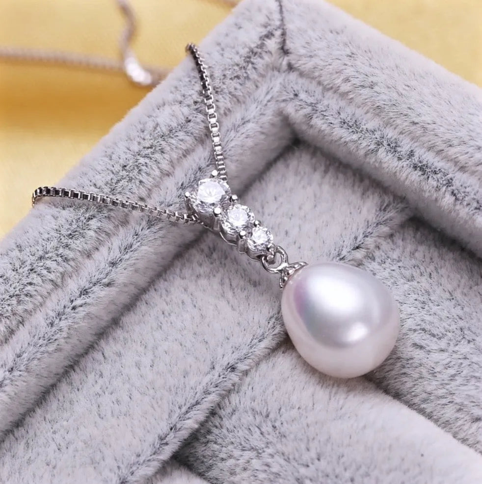 Pearl Wedding Jewelry - Sterling Silver Pearl and Cubic Zirconia Bridal Jewelry Set