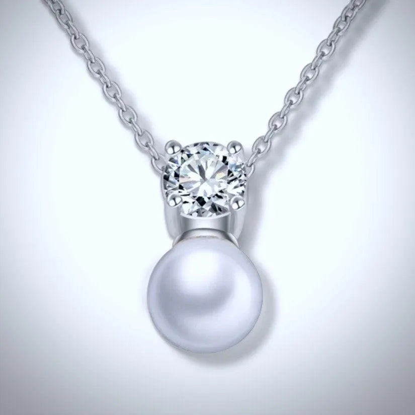 Wedding Pearl Jewelry - Pearl and Cubic Zirconia Jewelry Set - Available in Rose Gold and Silver