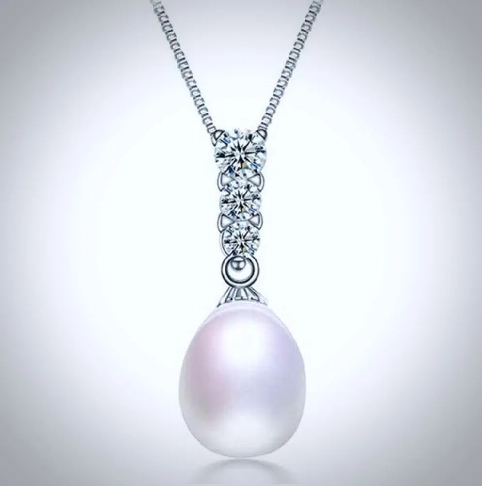 Pearl Wedding Jewelry - Sterling Silver Pearl and Cubic Zirconia Bridal Jewelry Set