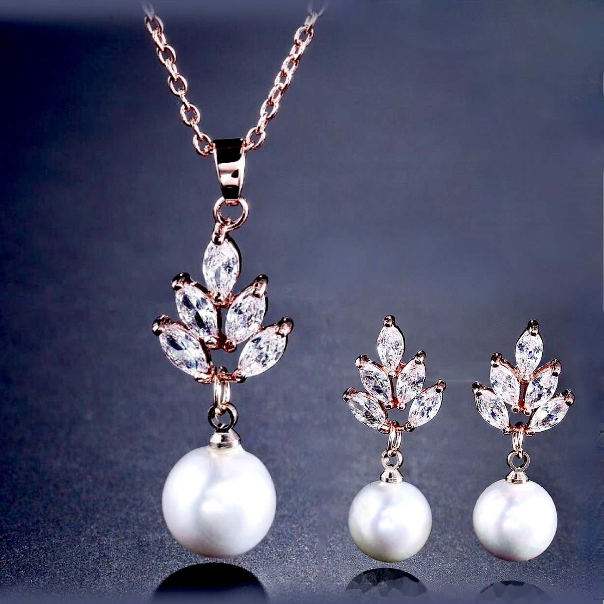 Wedding Pearl Jewelry Pearl and Cubic Zirconia Jewelry Set