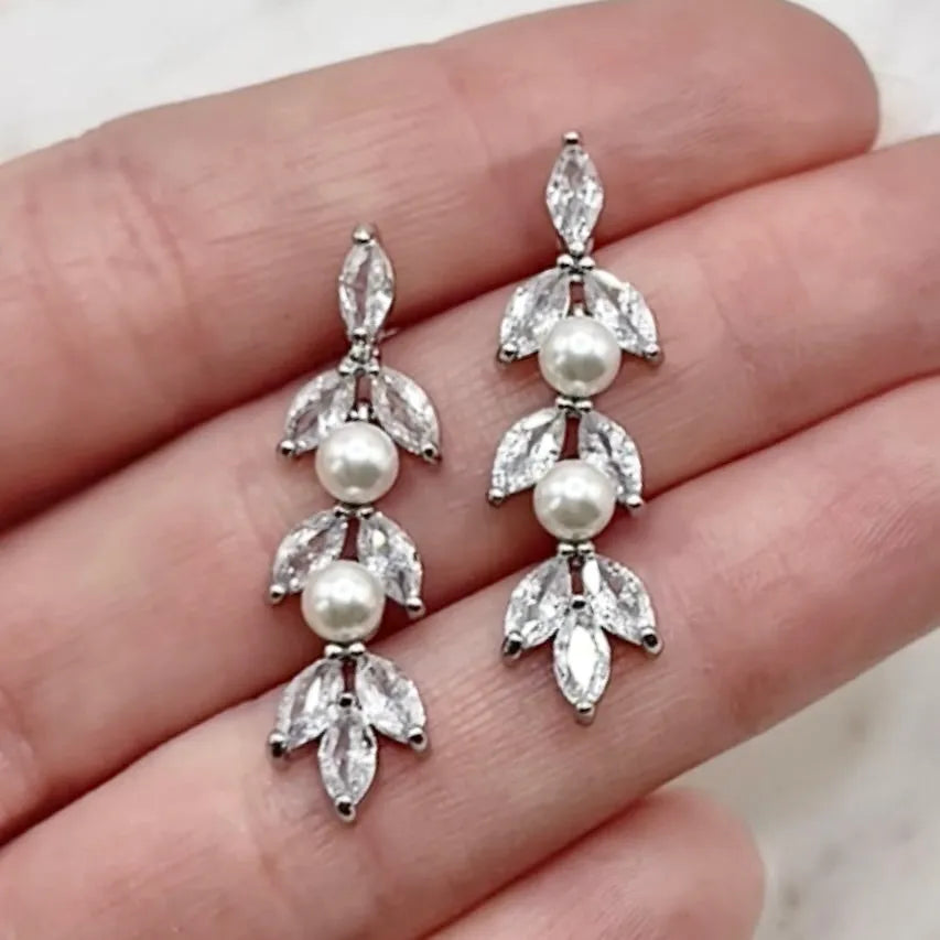 Pearl Wedding Jewelry - Pearl Bridal Earrings - Available in Rose Gold, Silver and Yellow Gold