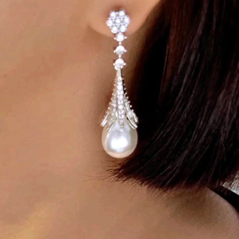 Pearl Wedding Jewelry - Pearl Bridal Earrings - Available in Gold and Silver