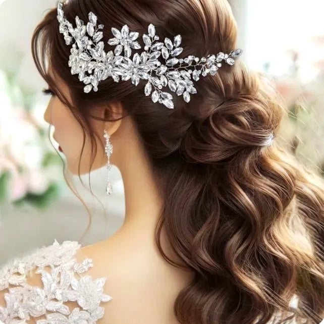 Ina Pearl & Crystal Wedding Hair Comb | Silver • Rose Gold  display picture 2