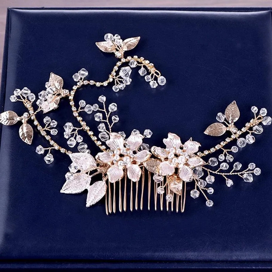 Wedding Hair Accessories - Pearl and Crystal Bridal Hair Comb - Available in Gold and Silver