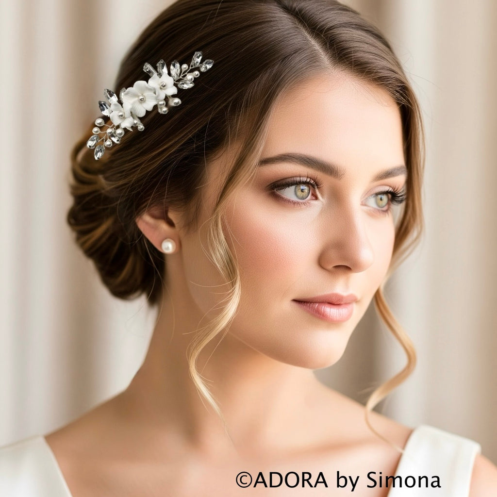 Wedding Hair Accessories - Ceramic Flowers Bridal Hair Comb