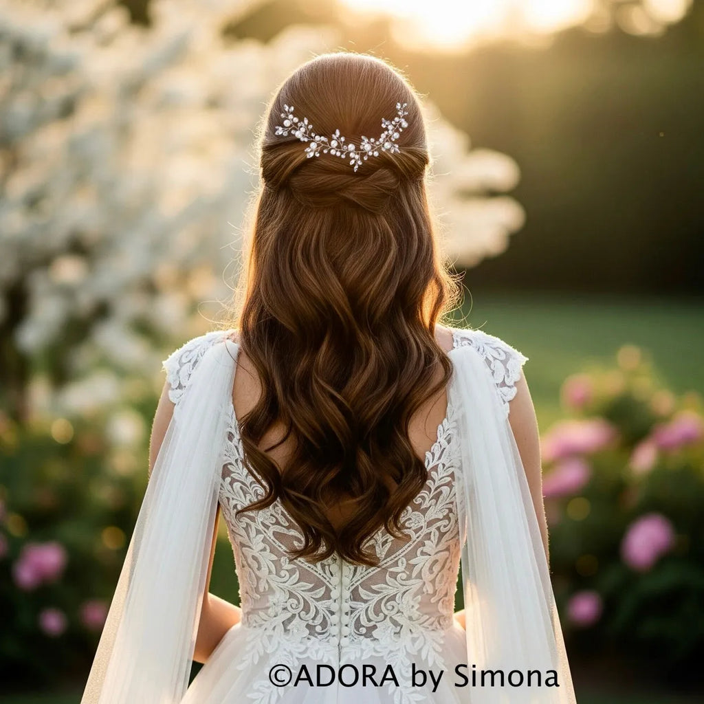 Wedding Hair Accessories - Pearl and Crystal Bridal Short Hair Vine