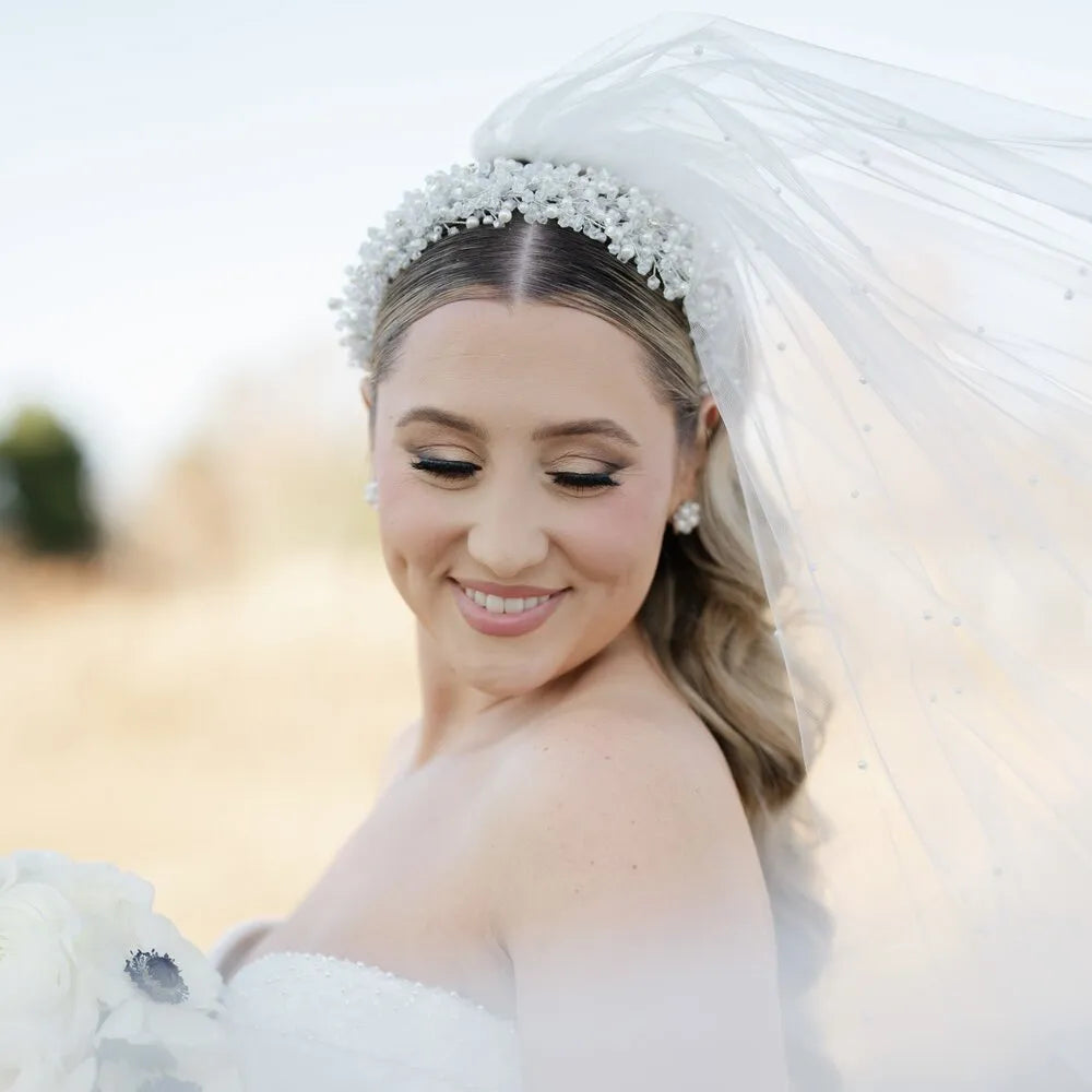 Wedding Hair Accessories - Silver Pearl and Crystal Bridal Headband