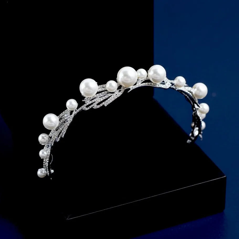 Wedding Hair Accessories - Pearl Bridal Headband / Tiara - Available in Silver and Gold