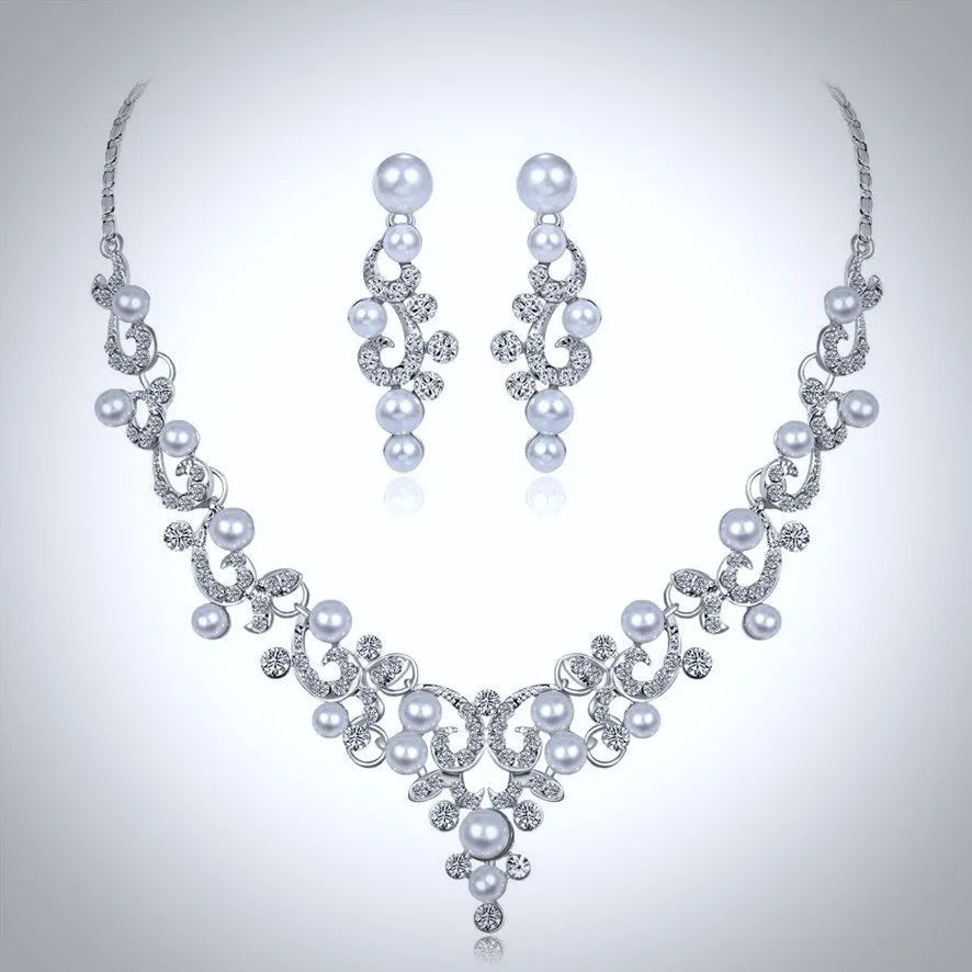 Pearl and Crystal Bridal Jewelry Set