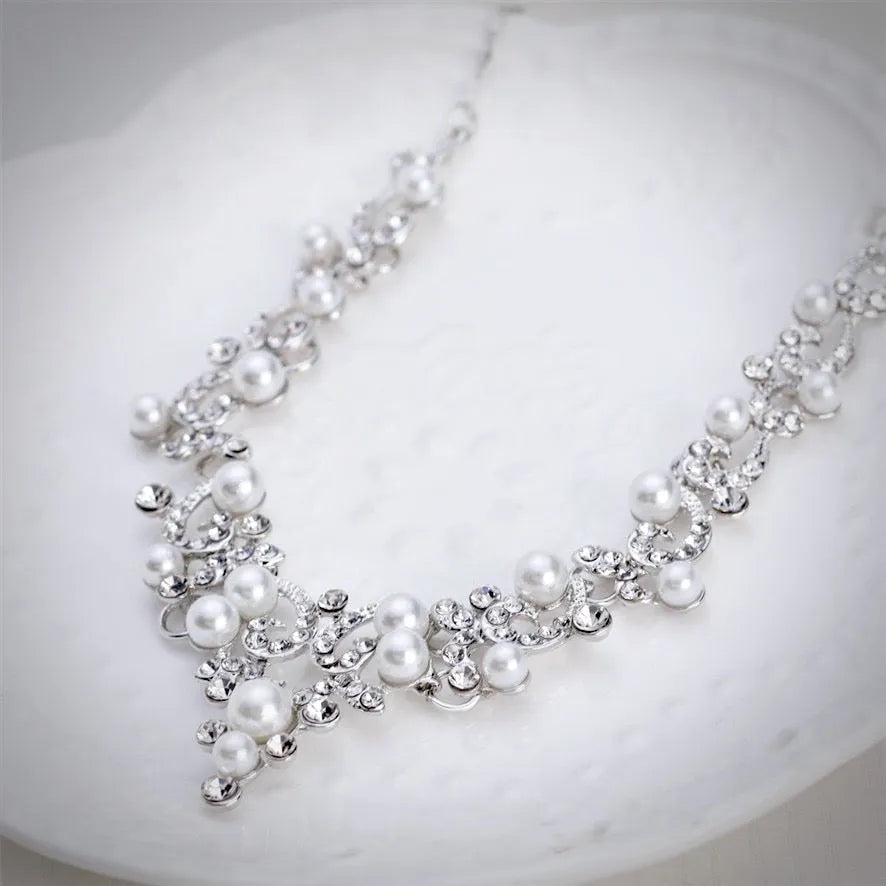 Pearl and Crystal Bridal Jewelry Set