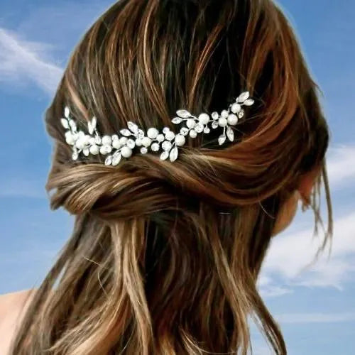 Wedding Hair Accessories - Pearl and Crystal Bridal Short Hair Vine