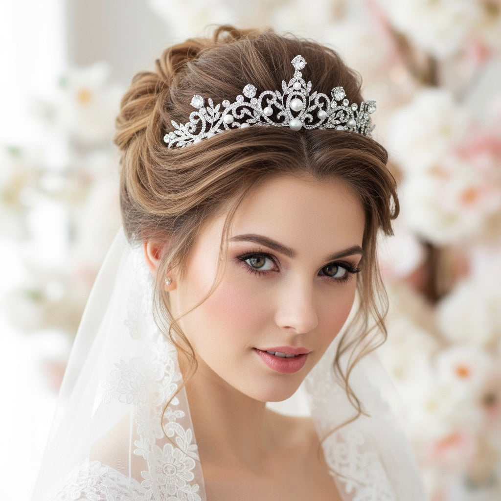 Wedding Hair Accessories - Pearl and Rhinestone Bridal Tiara