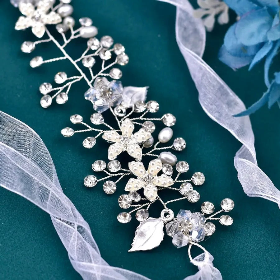 Wedding Hair Accessories - Pearl and Crystal Bridal Long Hair Vine - Available in Silver, Rose Gold and Yellow Gold